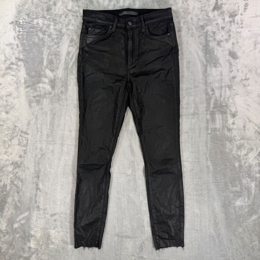 Joe's Jeans The Charlie High Rise Skinny Jeans Womens Size 28 Black Coated Denim
